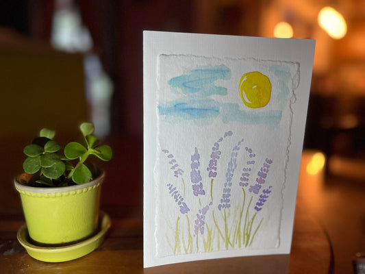 4 Watercolor Hand Painted Wildflower Scenes On 100% Cotton deckle  Paper Attached To Beautiful Linen Paper